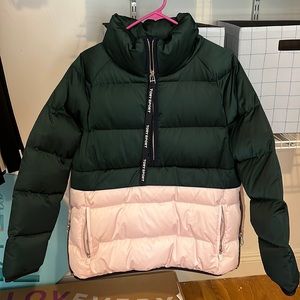 Tory Burch Tory Sport Puffer Pullover Jacket XS Green Pink